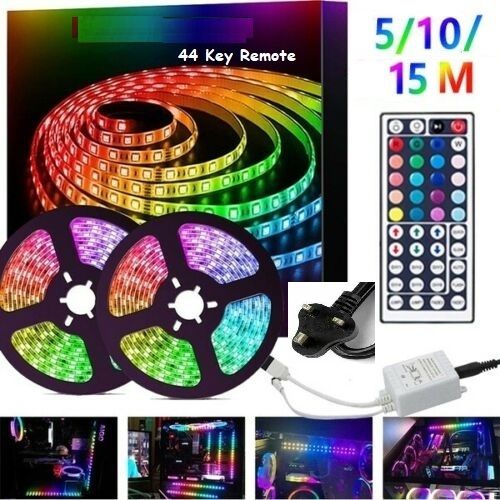 15M 10M  DIY 5050 SMD RGB LED Strip Lights Lamp + 44Key IR Remote Controller