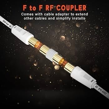 1m TV Aerial Cable with Right Angle Plug Adapter - Coaxial Satellite Cable, TV Antenna AV Lead Male to Male, RF Connector Coax Extension Gold for FreeView