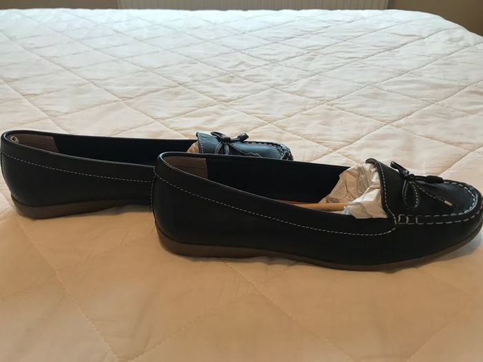 BNWT M&S navy leather flats size 6