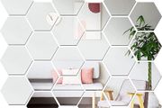 24 Pieces Hexagon Mirror Wall Stickers Acrylic Mirror Setting Wall,Mirror Setting Wall Sticker Self-Adhesive Mirror DIY Art Wall Modern Decoration for Home Bedroom Living Room Decorations (FREE POSTAGE)