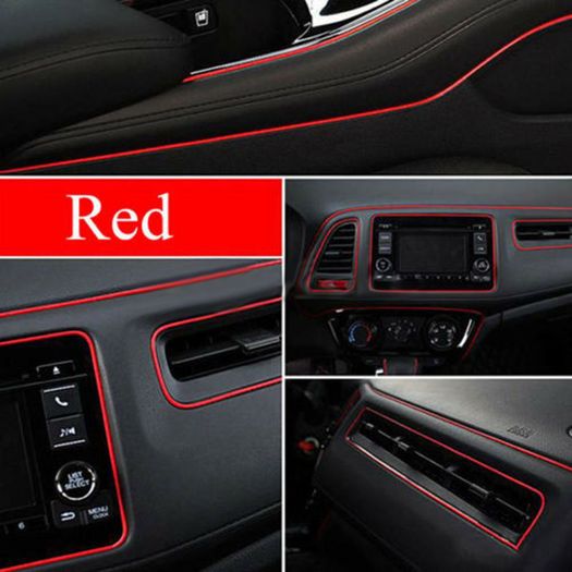 5M Line Car Van Interior Decor Red Point Edge Gap Door Panel Accessories Molding