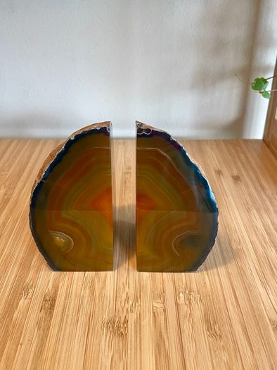 Set of Vintage Brown Agate Bookends Home Decor