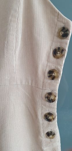 MANGO beige cord pinafore with pockets Sz L (12-14)