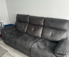 3+2 Electric grey recliners with storage and charging ports