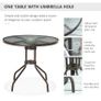 6 Piece Patio Dining Set with Umbrella, 4 Folding Dining Chairs & Round Tempered Glass Table for Garden, Backyard and Poolside, Grey Image 6
