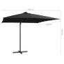 Cantilever Umbrella with LED lights and Steel Pole 250x250 cm Black Image 8