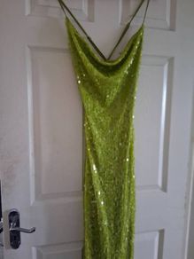 Lime green sequin full length formal dress size 10