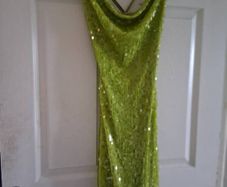 Lime green sequin full length formal dress size 10