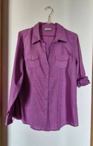 C&A Canda Shirt Women's Purple pink adjustable sleeves size 46/18