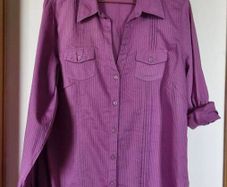 C&A Canda Shirt Women's Purple pink adjustable sleeves size 46/18