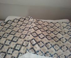 4 navy and cream cushion covers