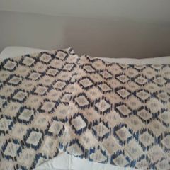 4 navy and cream cushion covers