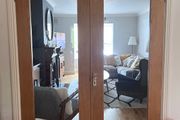 Solid wood internal double doors with glass panels