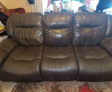 Three seat electric recliner soft Italian leather dark brown
