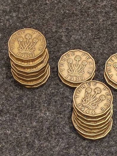 59x George VI threepence coin 1937 to 1952