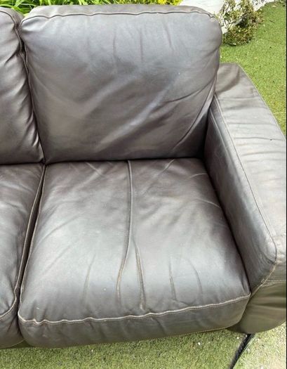 Black Leather 2 Seater Sofa - Good Condition - 160cm Wide