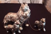 Vintage Kitsch Ceramic Collie Dog (mom &amp; pups)
