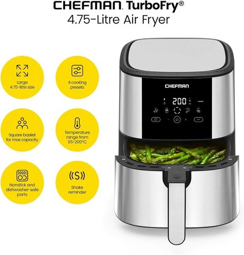 NEW SALE | TurboTouch Air Fryer, The Most Compact And Healthy Way To Cook Oil-Free, One-Touch Digital Controls And Shake Reminder