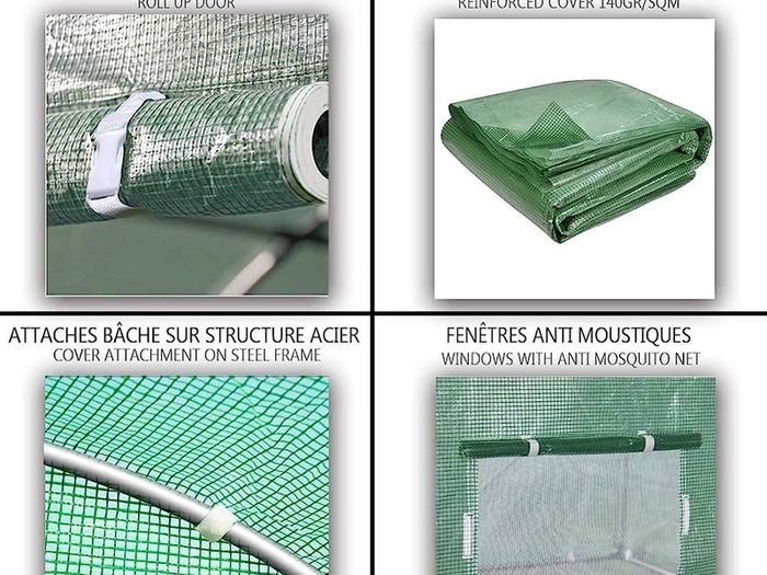 SUMMER SALE Polytunnel Greenhouse 3x2x2m 6m Squared Poly Tunnels Gardening Walk In Pollytunnel Tent with Steel Frame