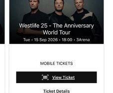 2 seating westlife tickets