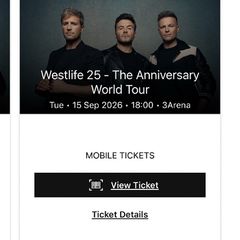 2 seating westlife tickets