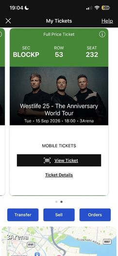 2 seating westlife tickets