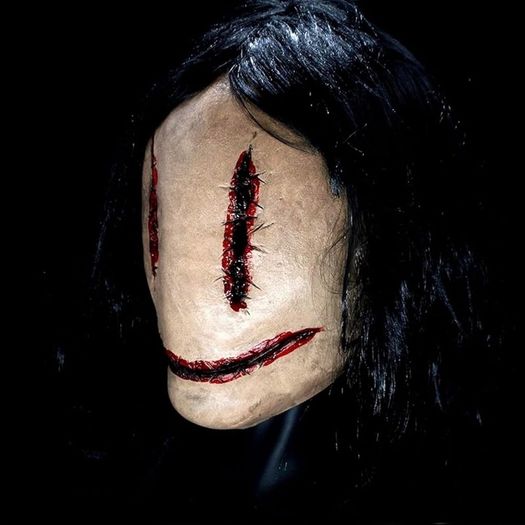 Halloween Mask for Adults, Realistic Horror Mask with Hair, Creepy Halloween Mask for Theme Party Cosplay