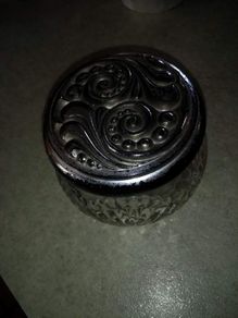glass  trinket dish with lid.