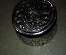 glass  trinket dish with lid.