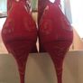 Raspberry red suede shoes Image 8