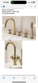 Crosswater brushed brass bath and basin taps
