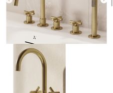 Crosswater brushed brass bath and basin taps