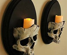 Skull Wall Candle Holder Skull Candle Holder Gothic Decor Halloween Decorations Suitable for Halloween Candlelight Dinner, Dining Room, Living Room and Shop2pc