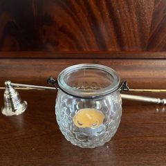 Metal Handle Candle Snuffer. Silver Finish. Moveable Head. With Hanging Tea Light. In Excellent Condition.