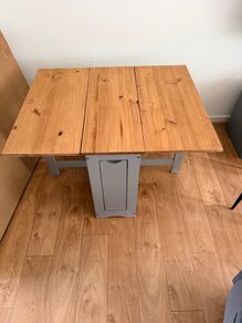 Santos Butterfly Folding Dining Table and 2 Grey Chairs  Excellent Condition