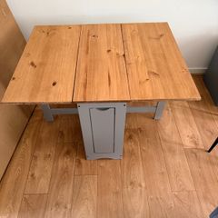 Santos Butterfly Folding Dining Table and 2 Grey Chairs  Excellent Condition