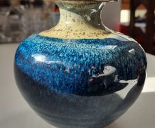 Stunning Louis Mulcahy Ireland Blue Drip Glaze Ceramic Posy Vase Medium - Made in Dingle