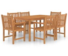 7 Piece Garden Dining Set Solid Teak Wood