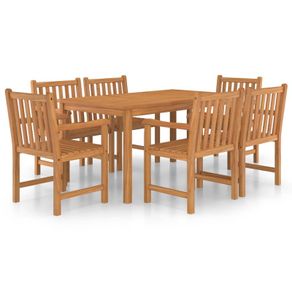 7 Piece Garden Dining Set Solid Teak Wood