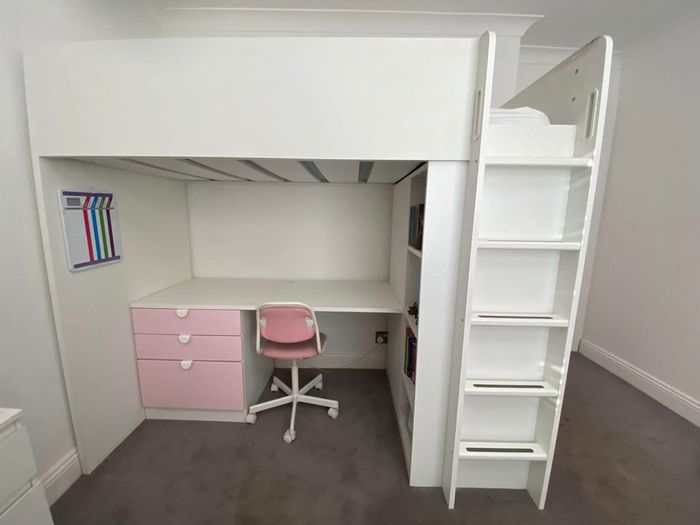 Girls high rise bed , inc wardrobe and desk