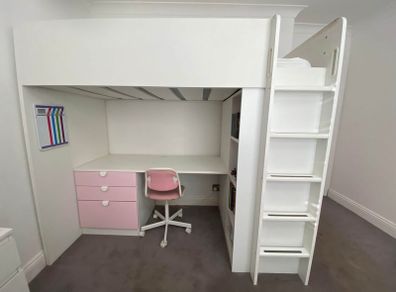 Girls high rise bed , inc wardrobe and desk