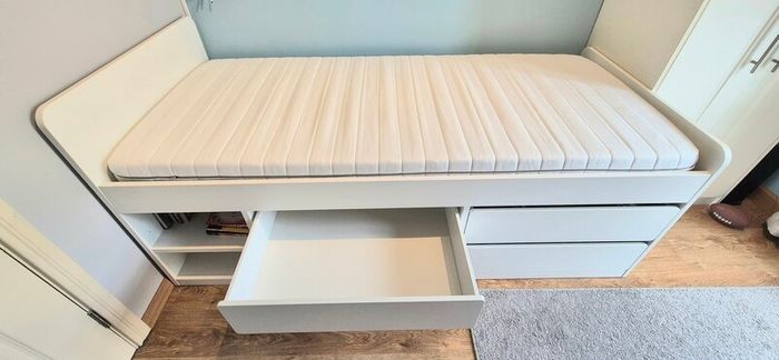 Single bed with mattress and storage