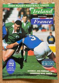 Very Rare 1993 Ireland v France - Five Nations Championship Programme