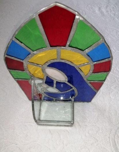 Madonna & Child Stained Glass Candle Holder