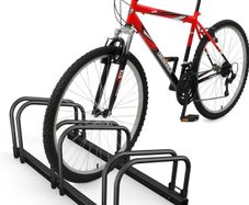 3 Bike Stand Floor or Wall Mounted Bike Rack for Garage Bicycle Parking Rack Cycle Storage Locking Stand, Black