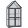 Cold Frame Mini Greenhouse 3 Levels Greenhouse Plant Bed with Opening Roof Double Doors Made of Wood Polycarbonate Weatherproof Gray 70.5 x 42 x 132 cm Image 5