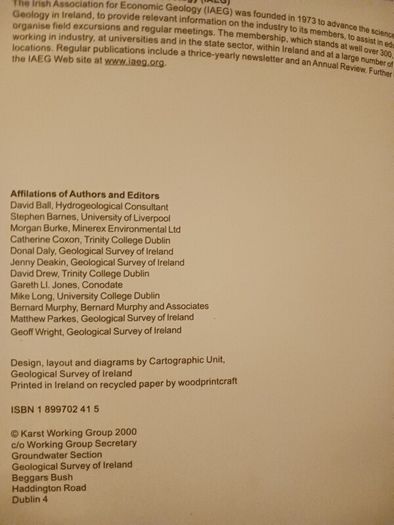 The Karst of Ireland/ Limestone Landscapes,Caves & Groundwater Drainage Systems/ 2000