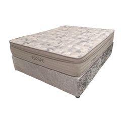 Silver Fabric King Bed with Mattress - Like New