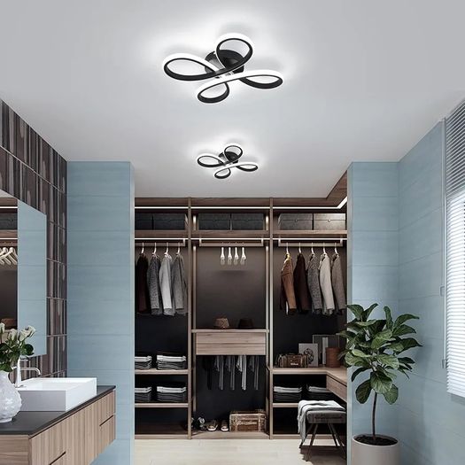 Modern LED Ceiling Light, 30W Black Curved Creative Modern Ceiling Lights Fixture LED for Living Room Bedroom Corridor Aisle Hallway Indoor Office Kitchen Lamp - Cool White Light 6000K