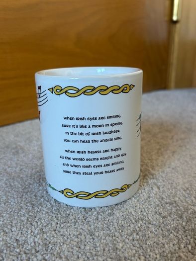 Vintage Irish Coffee Mug "When Irish Eyes Are Smiling" Leprechaun Fiddle Accordion
